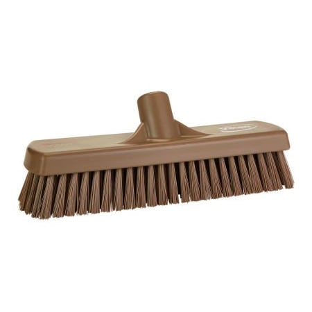 Remco Vikan 12in Deck/Wall Scrub- Stiff, Brown 706066